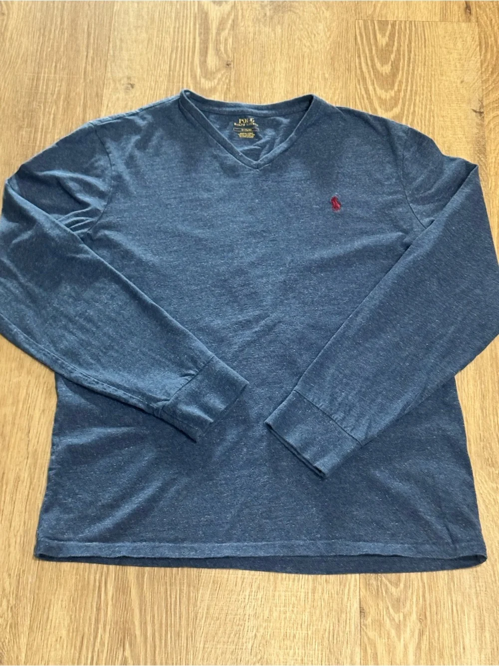Polo Ralph Lauren Men’s Medium Heather Navy V-Neck Long Sleeve T-Shirt